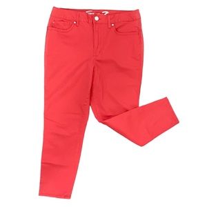 Seven7 high rise skin-fit denim skinny crop coral jeans
